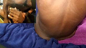Amateur black girl strokes her big, juicy, natural pussy