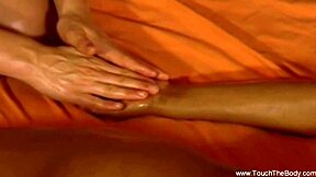 Busty Indian babe gets her panties off in bed