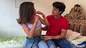 Colombian girl gets her hairless pussy penetrated