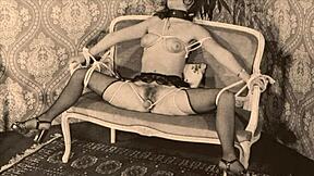 British belle bound and gagged in retro rope play