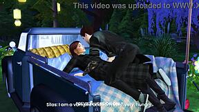 3D anime preview: Seduction of a vampire at the party