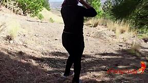 A beautiful woman gives a deep blow job to a man she met in the woods and ends with a facial.