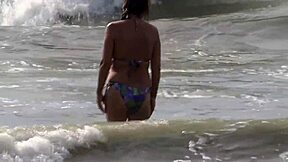 I have a big ass and I masturbate in front of my stepson after we come back from the beach.