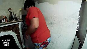 Fat woman sucks cock in a hot and dirty scene