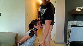 Beautiful woman gets choked and fucked while her boyfriend watches