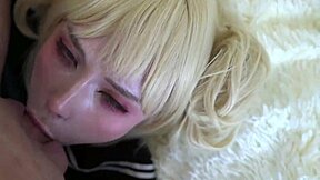 Himiko in a toga gives a deep blow job and gets facial
