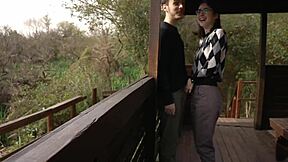 Petite teen gets fucked in public park by friend