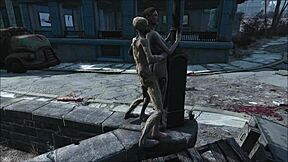 Brunetka monštrum skúma fallout 4 vežu hodín v 3d anime hre