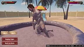 Hey, tjek Ethan slås med Ruby i nøgen 3D kamp