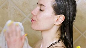 Charming brunette model's steamy shower hides daddy's taboo interview secrets