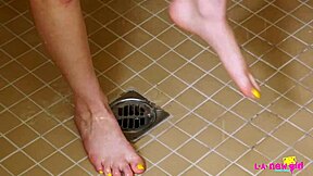 Charming brunette model's steamy shower hides daddy's taboo interview secrets