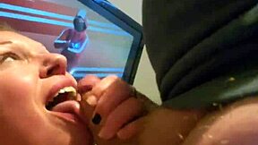 Divinity's deepthroat face fuck ends cum covered facial for cute slut