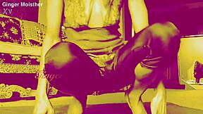 ginger milf bounces saggy tits with moist bottle tease