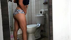 Boss's Stepdaughter Films Herself Undressing Big Tits And Ass In Bathroom
