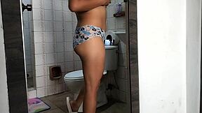 Boss's Stepdaughter Films Herself Undressing Big Tits And Ass In Bathroom