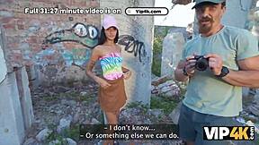 old russian teen girlfriend's tight pussy pounded outdoors by pov bull