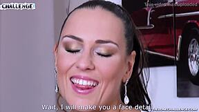 Newcomer freezes up posing stripping for mea melone photoshoot clothes ripped off