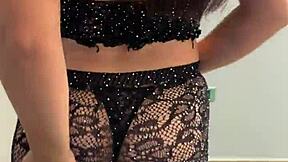 Latina In Lingerie Dances Seductively In See-Through Dress
