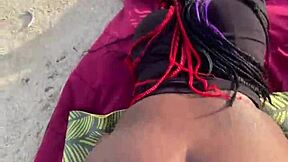 petite ebony's huge ass bent over car doggystyle pounded