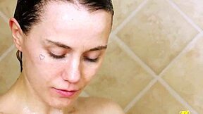 Charming brunette model's steamy shower hides daddy's taboo interview secrets