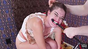 Gagging BDSM Teen Slave Chokes on Deepthroat Cock for Rough Facial Cumshot Submission!