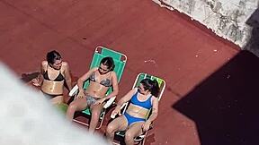 Voyeur Thrill: Argentinian Neighbors' Sultry Terrace Sunbathing Ignites Desire Part 2