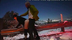 Pregnant Slut Bent Over for Public Anal Pounding and Cumshot