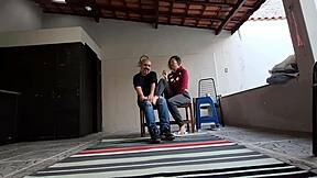 Amateur couple backyard sex kisses him carries her