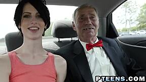 old guy bends over teen hottie for wild cowgirl pounding