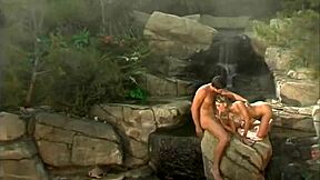 blonde college coed gets fucked doggystyle by boyfriend outdoors before cum on her natural tits
