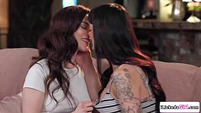 Lesbian Neighbor Works Hard to Lick Milf's Dripping Pussy in Passionate Oral Session