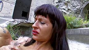 homeless dude roughly fucks outdoor lesbian couple bisexual