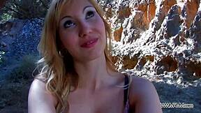 naive blonde thinks it's glamour shoot till big cock appears outdoors
