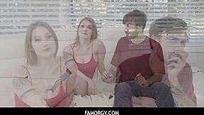 yo, big tits blonde teen aria kai gets fucked hard to orgasm by stepbro during super bowl famorgy.