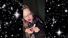 sissy jerk off to lipstick glasses bimbo crying tears mascara femdom instructions total obedience crossdressing fantasy