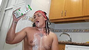 my big ass wife soaks in milk before creampie pounding