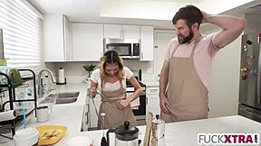 Shy barista Mina Luxx craves deepthroat group pounding