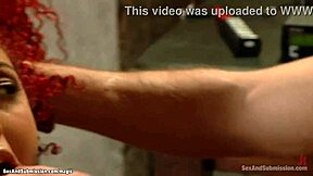 bound redhead ebony takes rough black cock