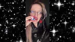 sissy jerk off to lipstick glasses bimbo crying tears mascara femdom instructions total obedience crossdressing fantasy