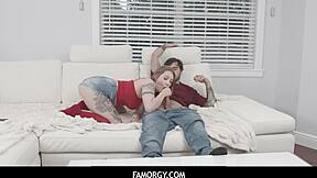 yo, big tits blonde teen aria kai gets fucked hard to orgasm by stepbro during super bowl famorgy.