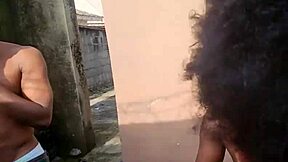 Two Horny Jobless Guys Pound Albino Seller Chick Outdoor with Big Black Cocks!