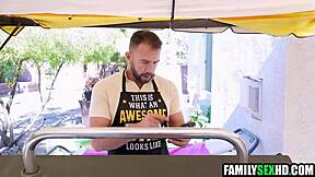 STEPDAD pounds STEPDAUGHTER hard at sizzling BARBEQUE taboo fun!