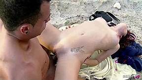 Risky Public Beach Fuck Ends in Facial for Spanish Couple