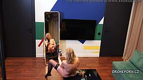Czech Milf Fingers Pussy Fiercely In Mirror