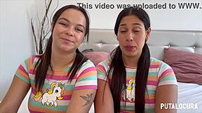 Two Busty Colombian Beauties Melisa and Natalie Swallow Torbe's Cum in FFM Threesome Bedroom Romp