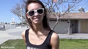 Brunette Bent Over for Public Creampie Doggystyle Pounding
