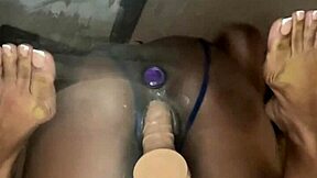 i'm ridin this dildo so deep in my ebony pussy best friend watchin
