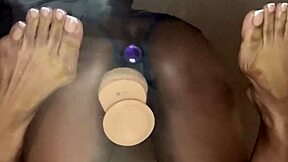 i'm ridin this dildo so deep in my ebony pussy best friend watchin