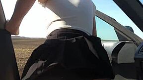 stepsis bends for bro's cock in open car field