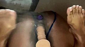 i'm ridin this dildo so deep in my ebony pussy best friend watchin